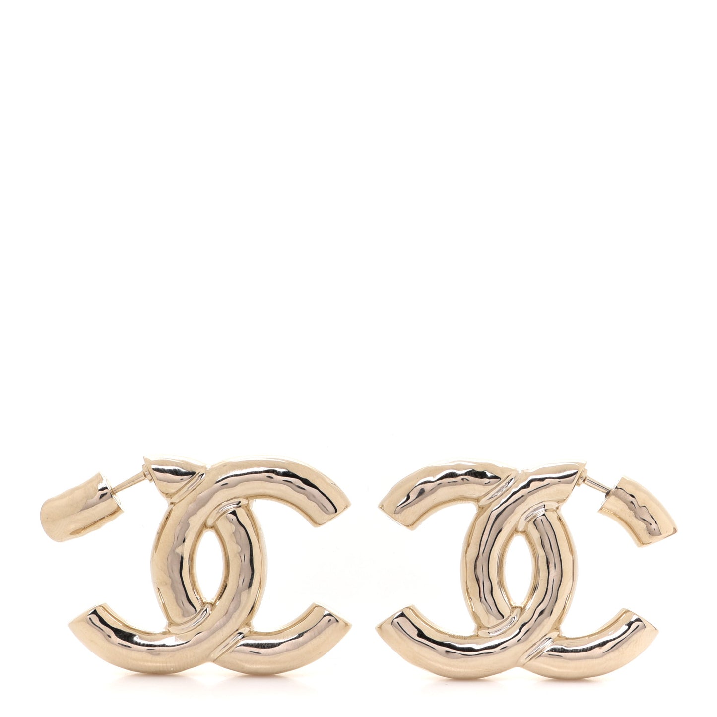 Metal Large CC Earrings Light Gold