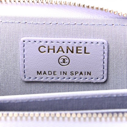 Chanel Lambskin Quilted Chanel 19 Zip Around Coin Purse Wallet Light Purple 6 of 7