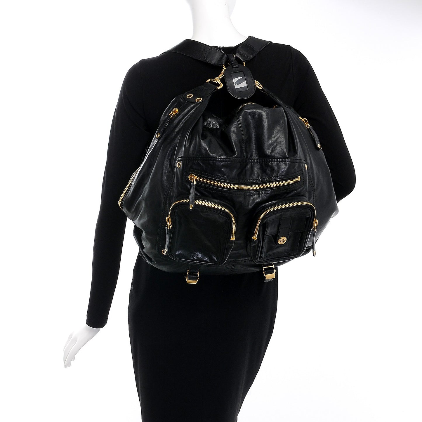 Lambskin Large Darwin Convertible Backpack Black