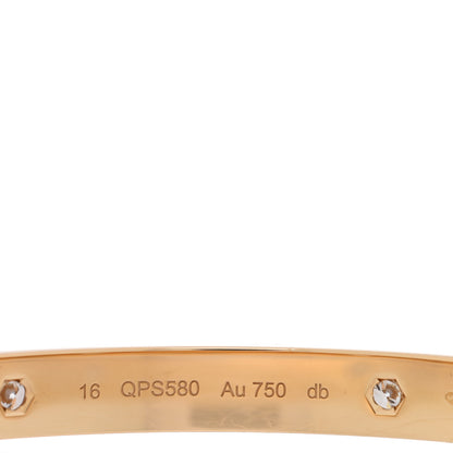 Cartier 18K Yellow Gold 4 Diamond LOVE Bracelet 16 5 of 9