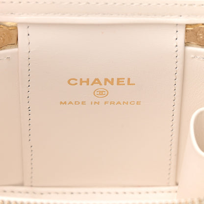 Chanel Caviar Quilted Enamel Coco Casino Mini Vanity Case With Chain White 6 of 17