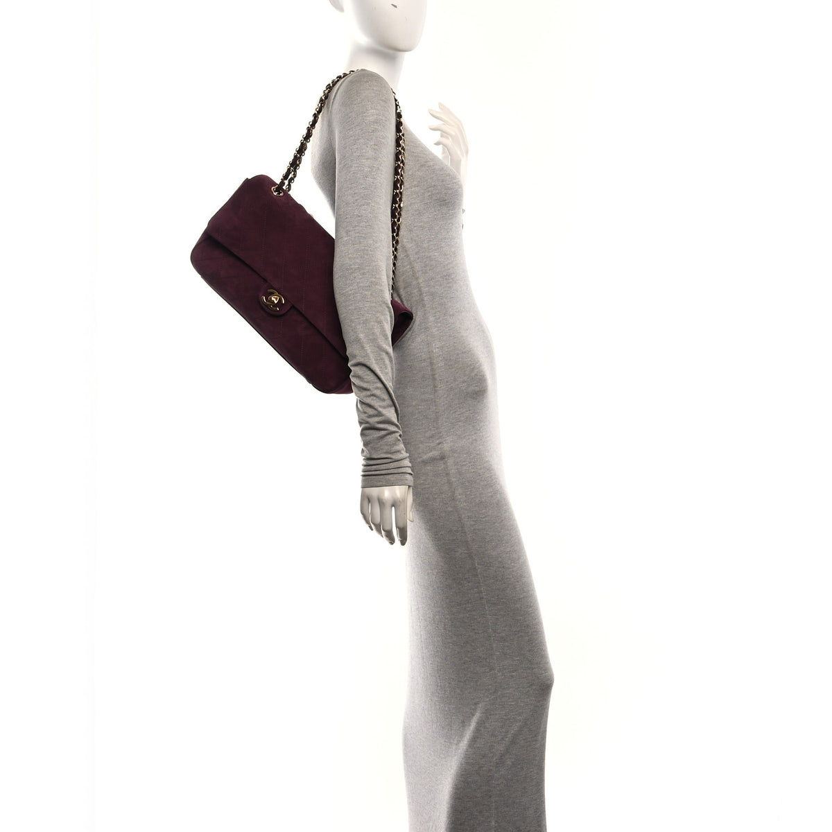 Chanel Suede Calfskin Small Souplissimo Maxi Flap Burgundy 2 of 10