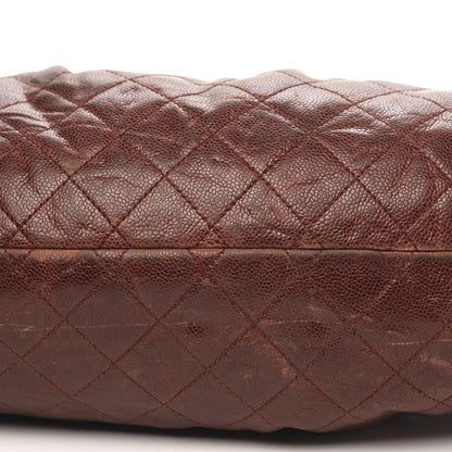 Chanel Distressed Glazed Caviar Quilted Medium Elastic Tote Burgundy 12 of 15