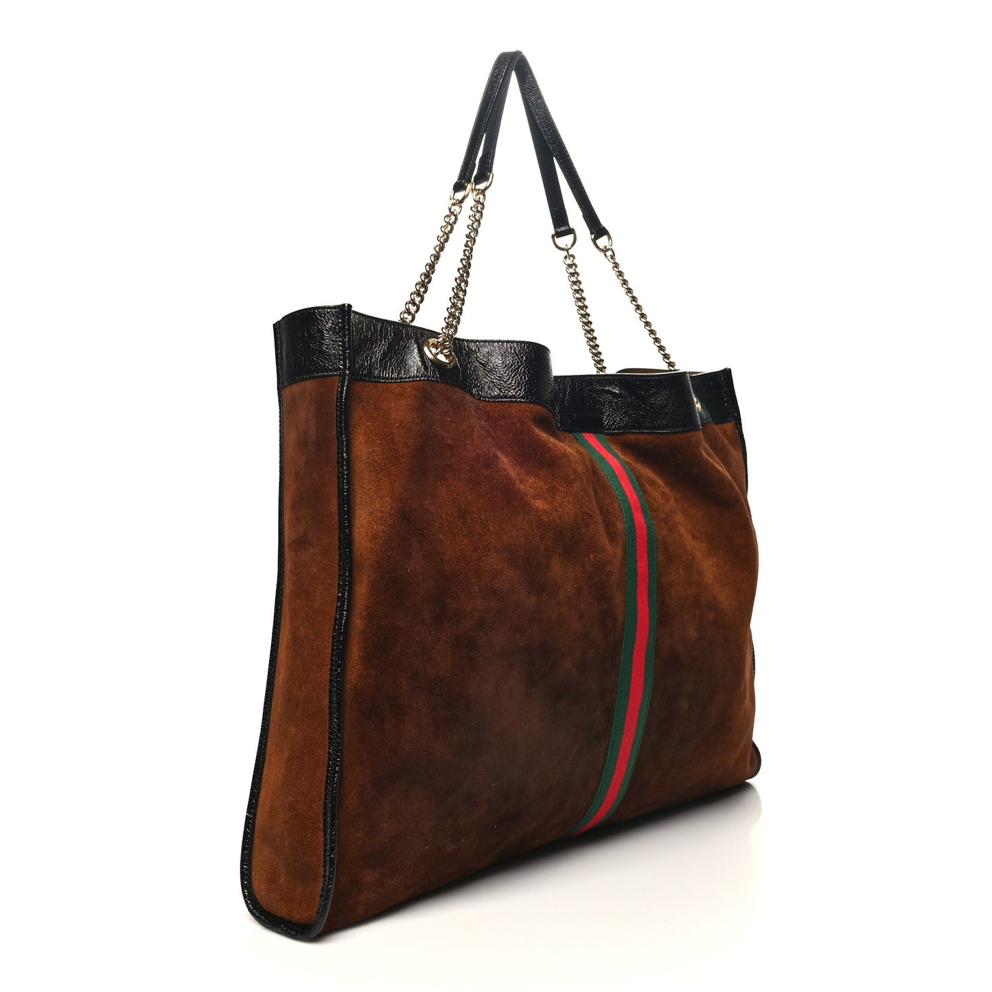 Suede Patent Maxi Rajah Chain Tote Nocciola Black