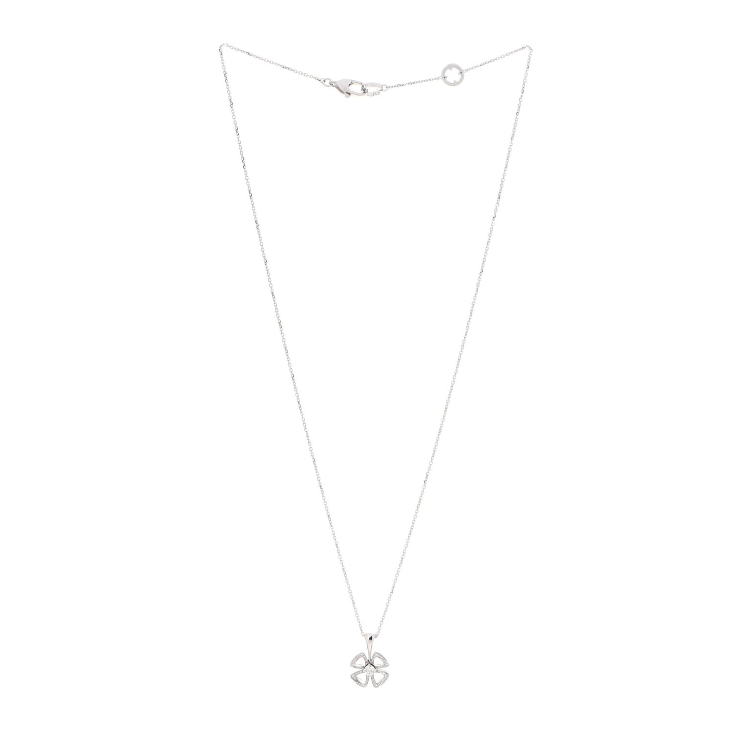 18K White Gold Diamond Fiorever Pendant Necklace
