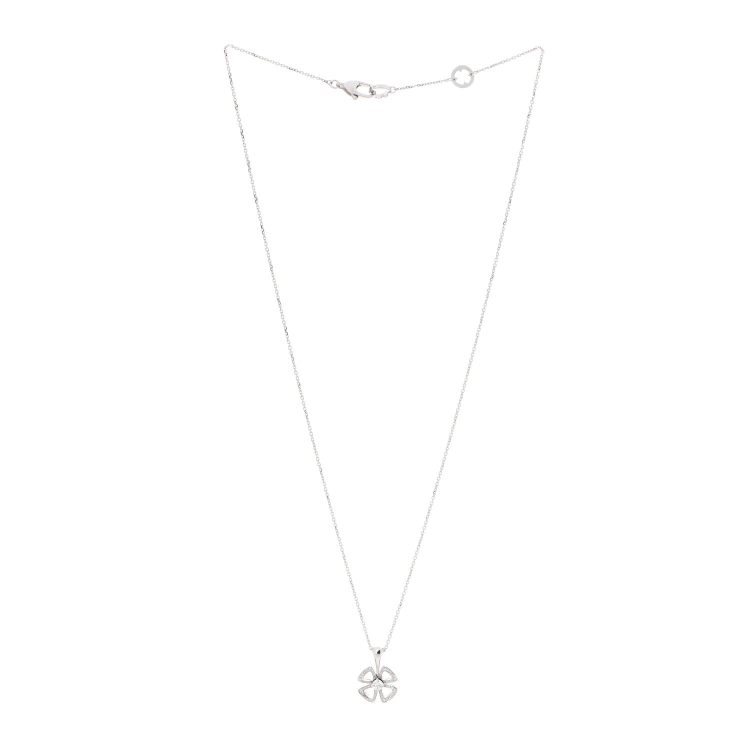 Bulgari 18K White Gold Diamond Fiorever Pendant Necklace 3 of 7