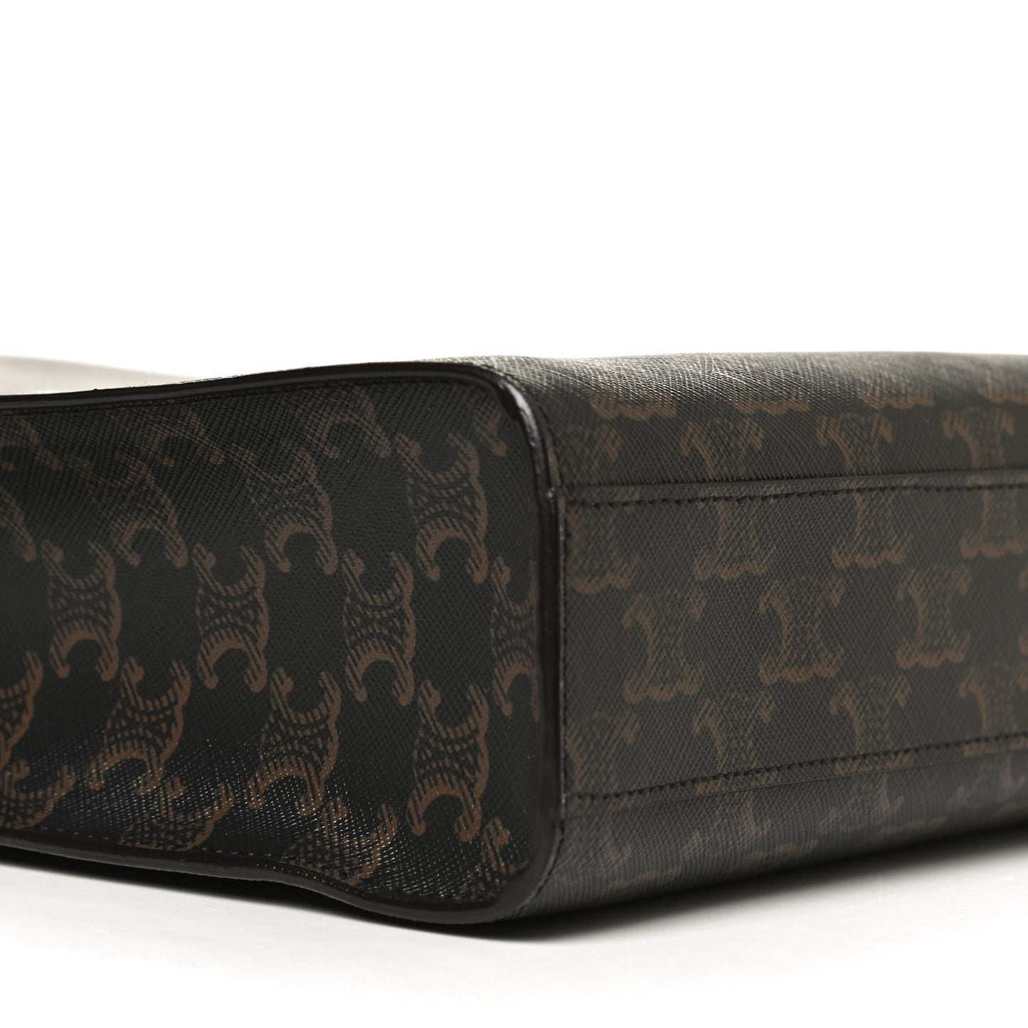 Triomphe Canvas Calfskin Small Vertical Cabas Tan