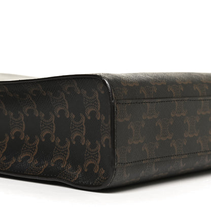 Celine Triomphe Canvas Calfskin Small Vertical Cabas Tan 9 of 10