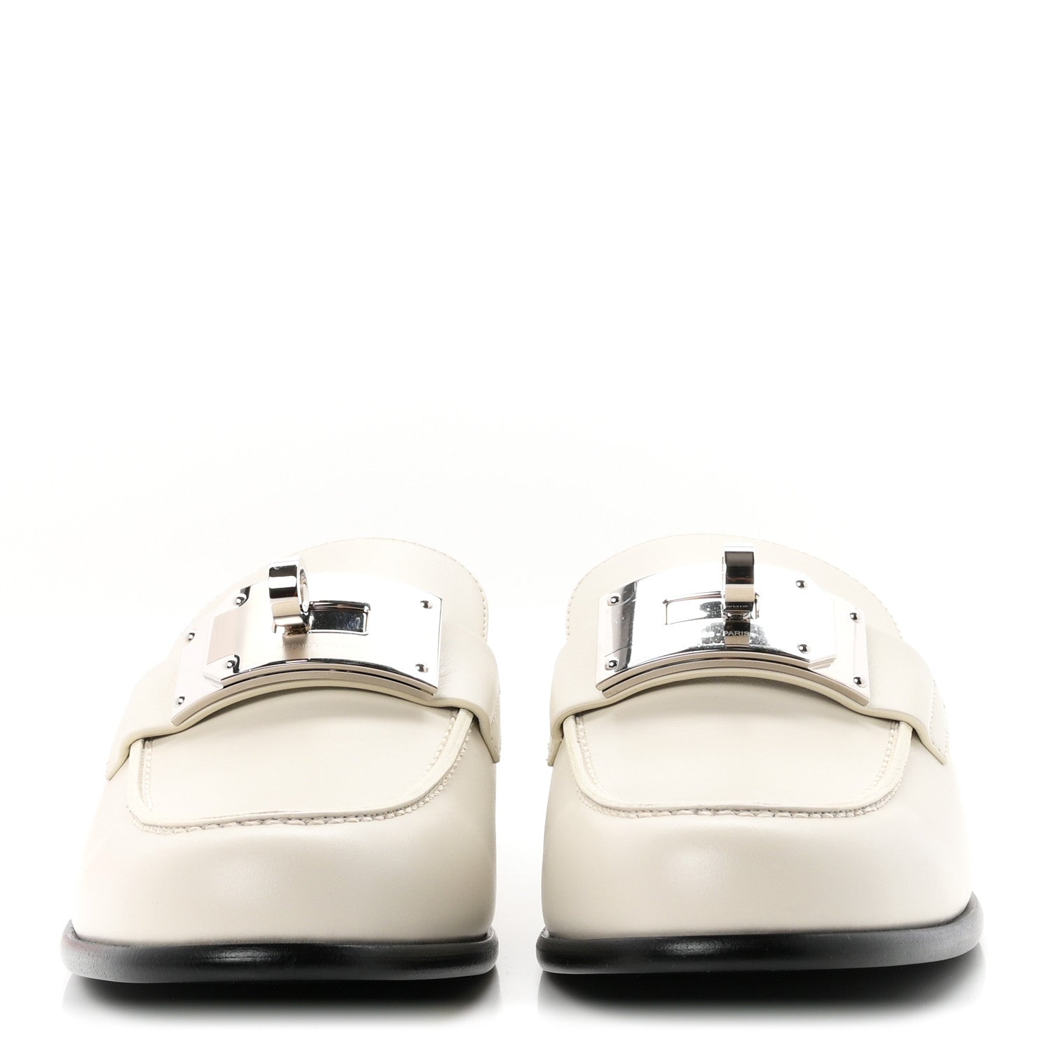 Hermes Calfskin Iota Mules 39 White 3 of 11