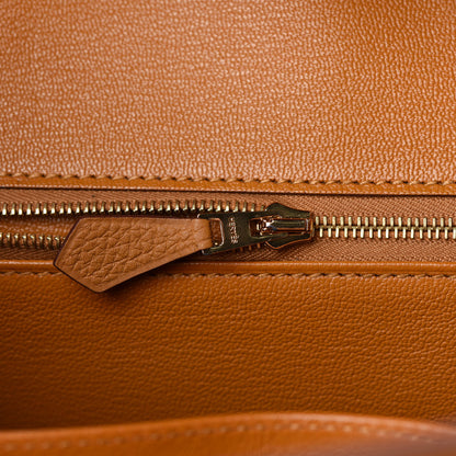 Hermes Togo Shiny Niloticus Crocodile Birkin Touch 30 Caramel Tabac Camel 19 of 34