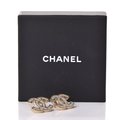 Chanel Metal Quilted CC Earrings Gold White 6 of 6