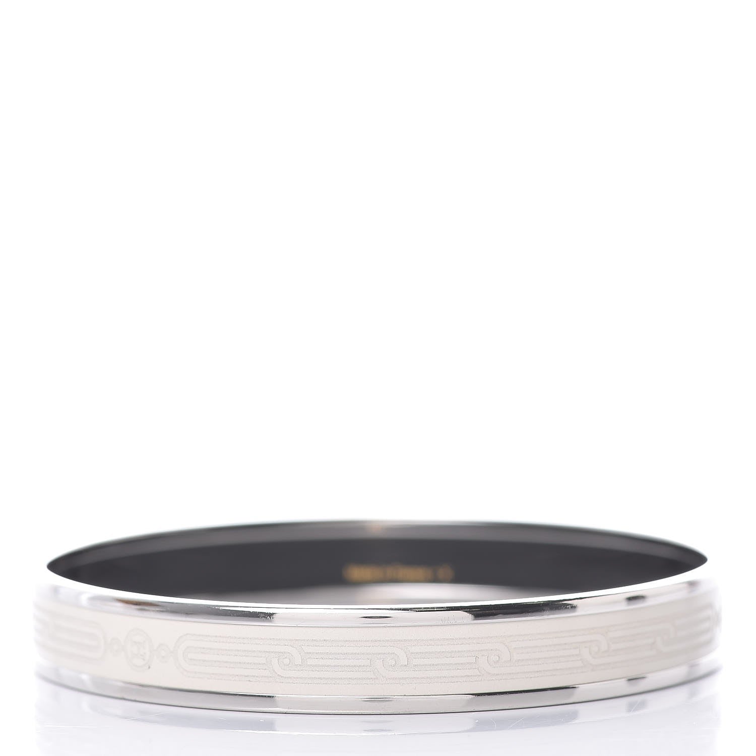 Hermes Enamel Printed Narrow Sellier Bracelet 70 White 3 of 5