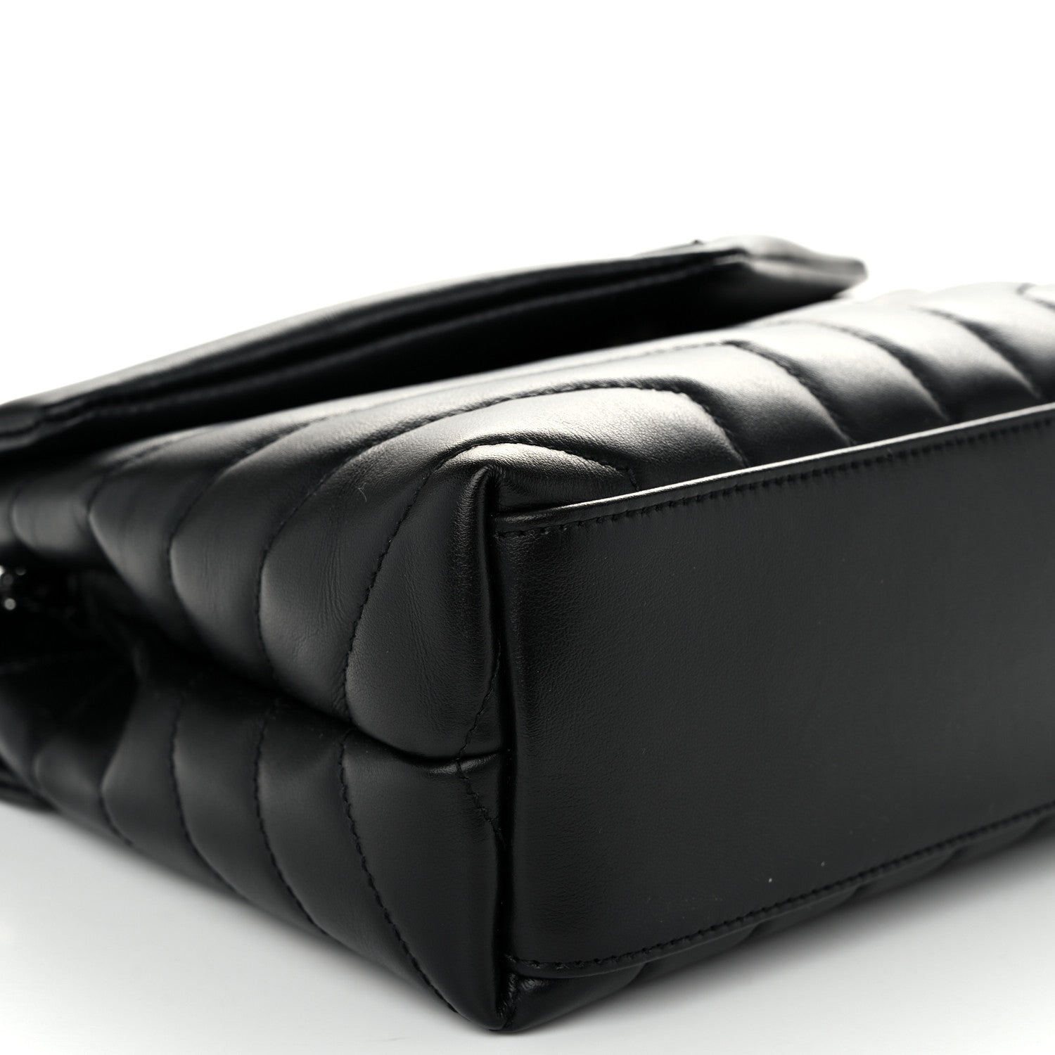 Saint Laurent Calfskin Y Quilted Monogram Monochrome Small Loulou Chain Satchel Black 9 of 11