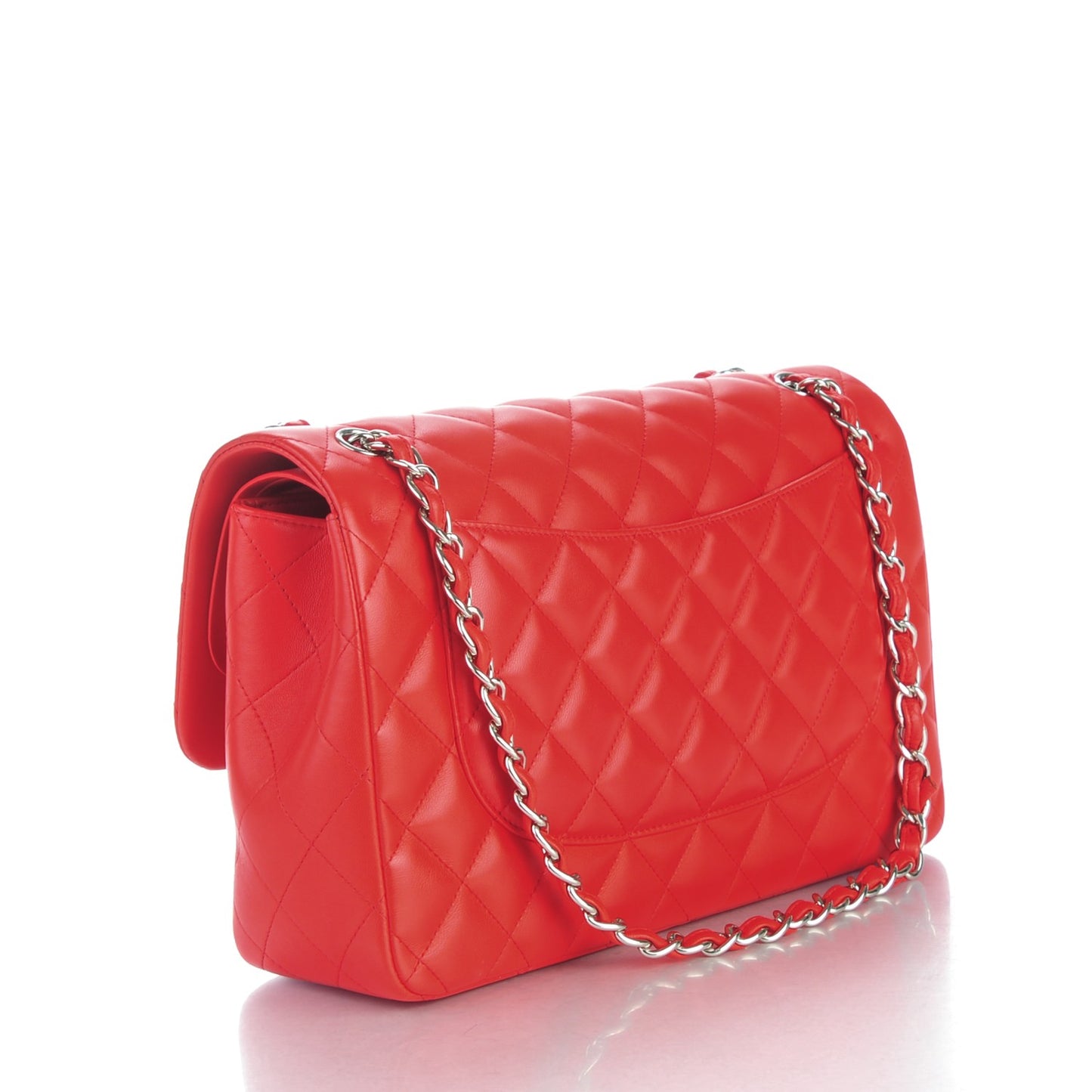 Lambskin Quilted Jumbo Double Flap Red