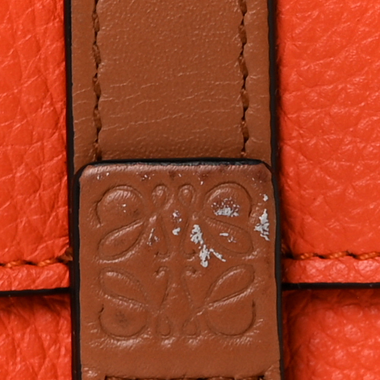 Grained Calfskin Small Vertical Wallet Orange Tan