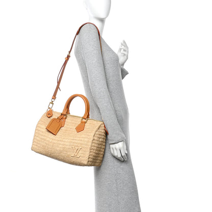 Louis Vuitton Raffia Speedy Bandouliere 30 Natural Tan 2 of 12