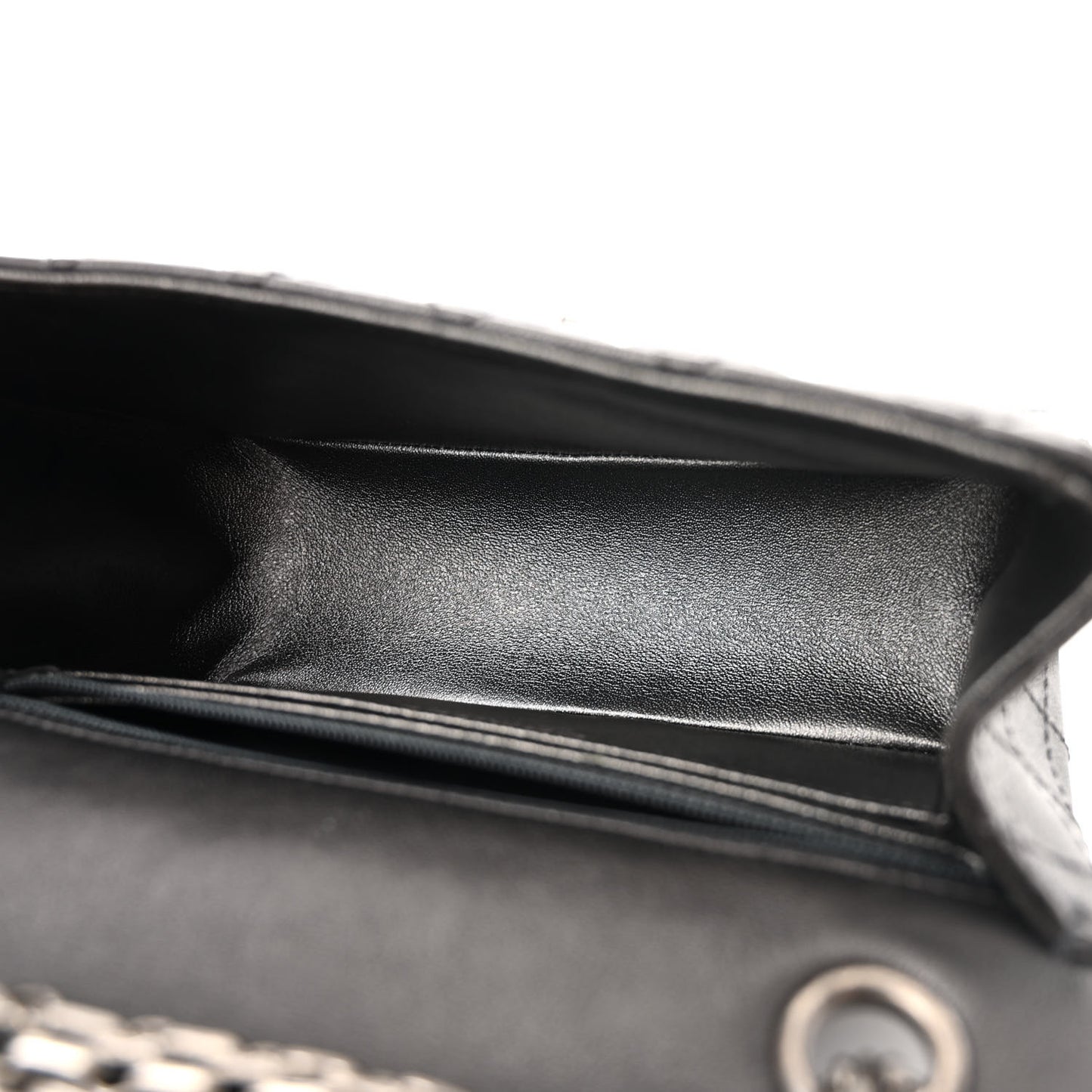 Metallic Sheepskin Quilted 2.55 Reissue Mini Flap Dark Silver