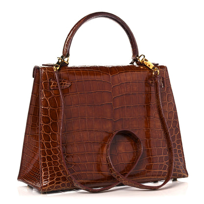 Hermes Shiny Niloticus Crocodile Kelly Sellier 28 Miel 3 of 34