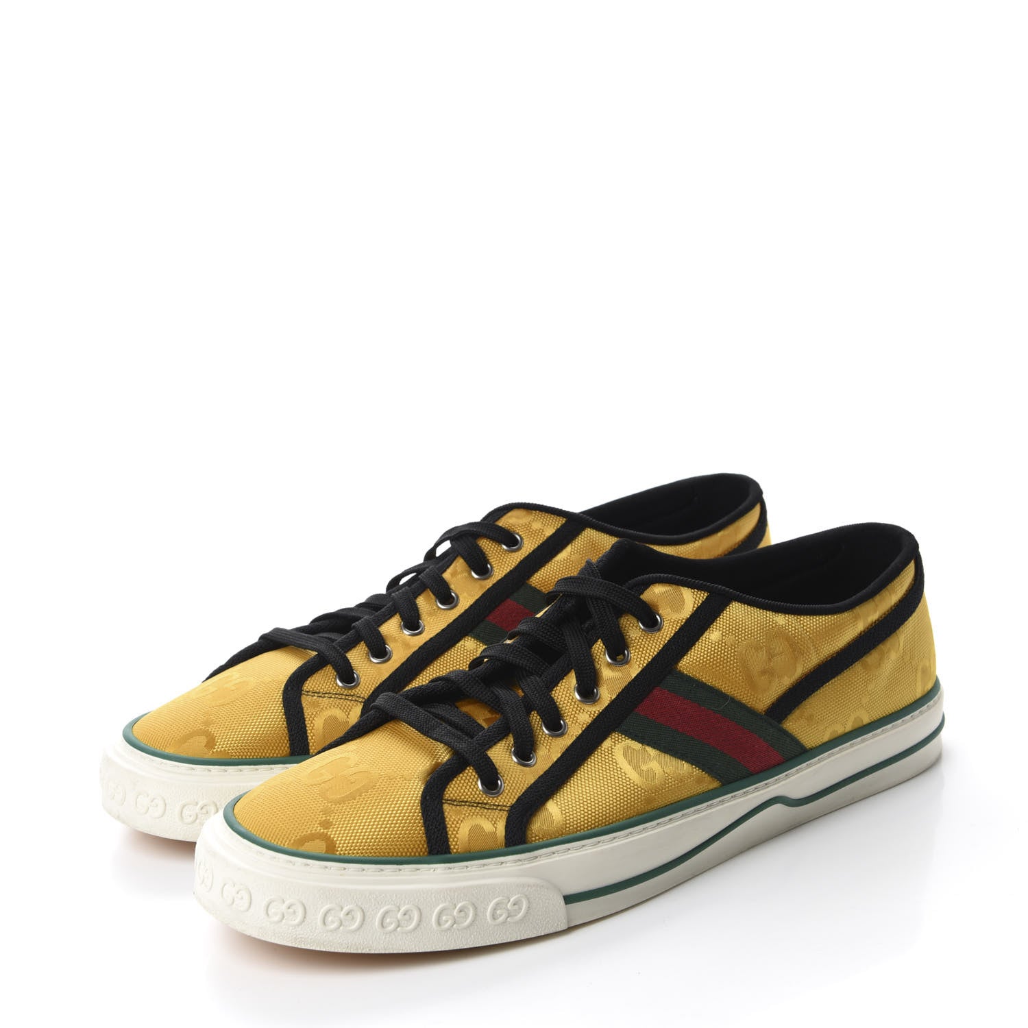 Gucci Econyl Nylon Web Monogram Off The Grid Mens 1977 Tennis Sneakers 11 Crop Black 3 of 9