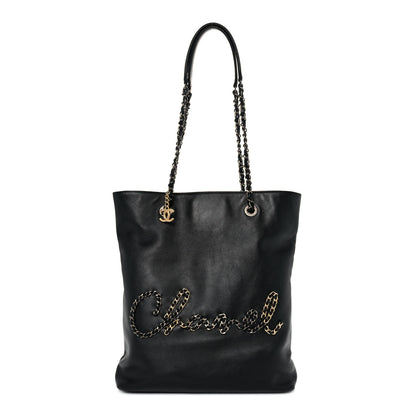 Chanel Calfskin Chain 20s Signature Tote Black 1 of 10