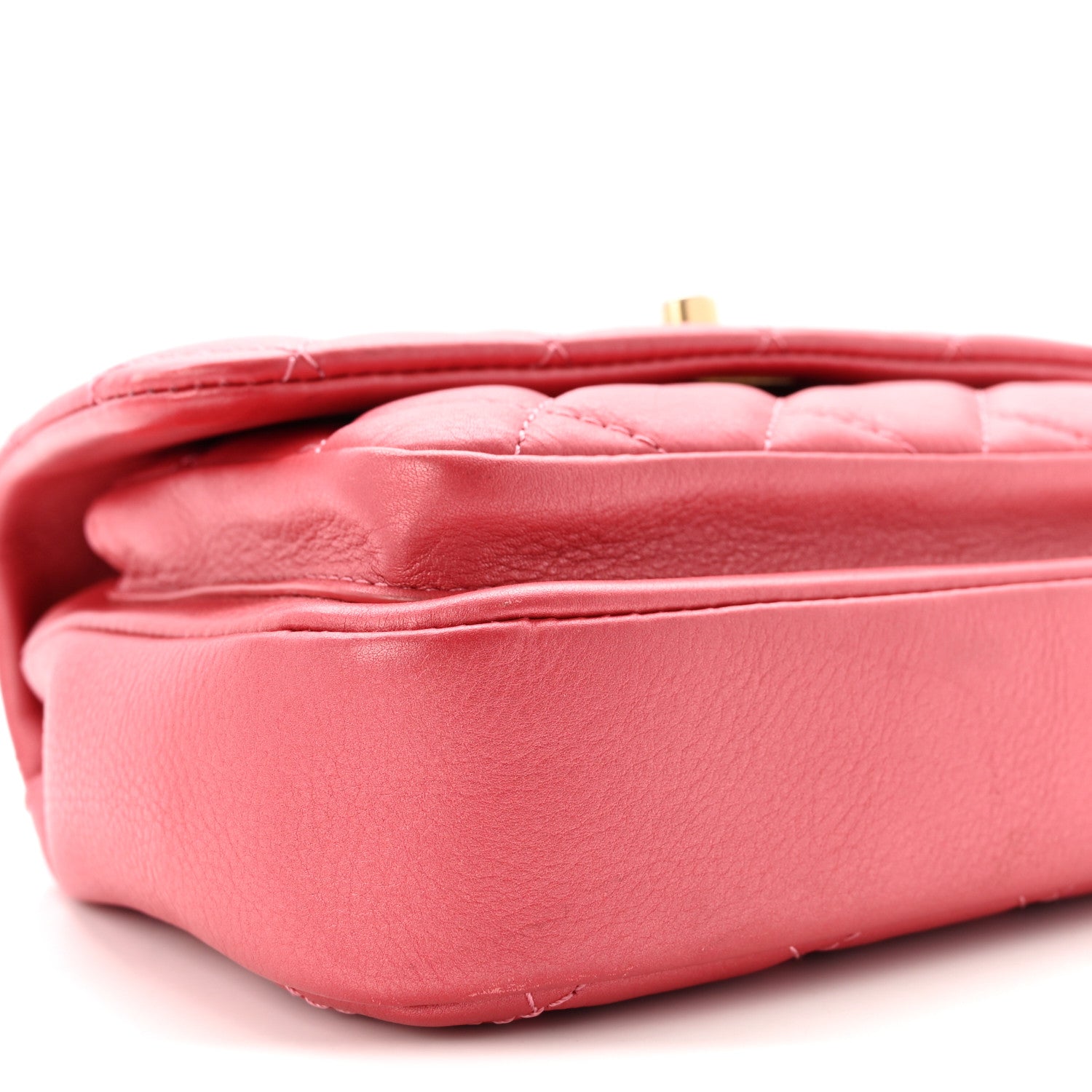 Chanel Metallic Calfskin Quilted Top Handle Flap Dark Pink 9 of 11