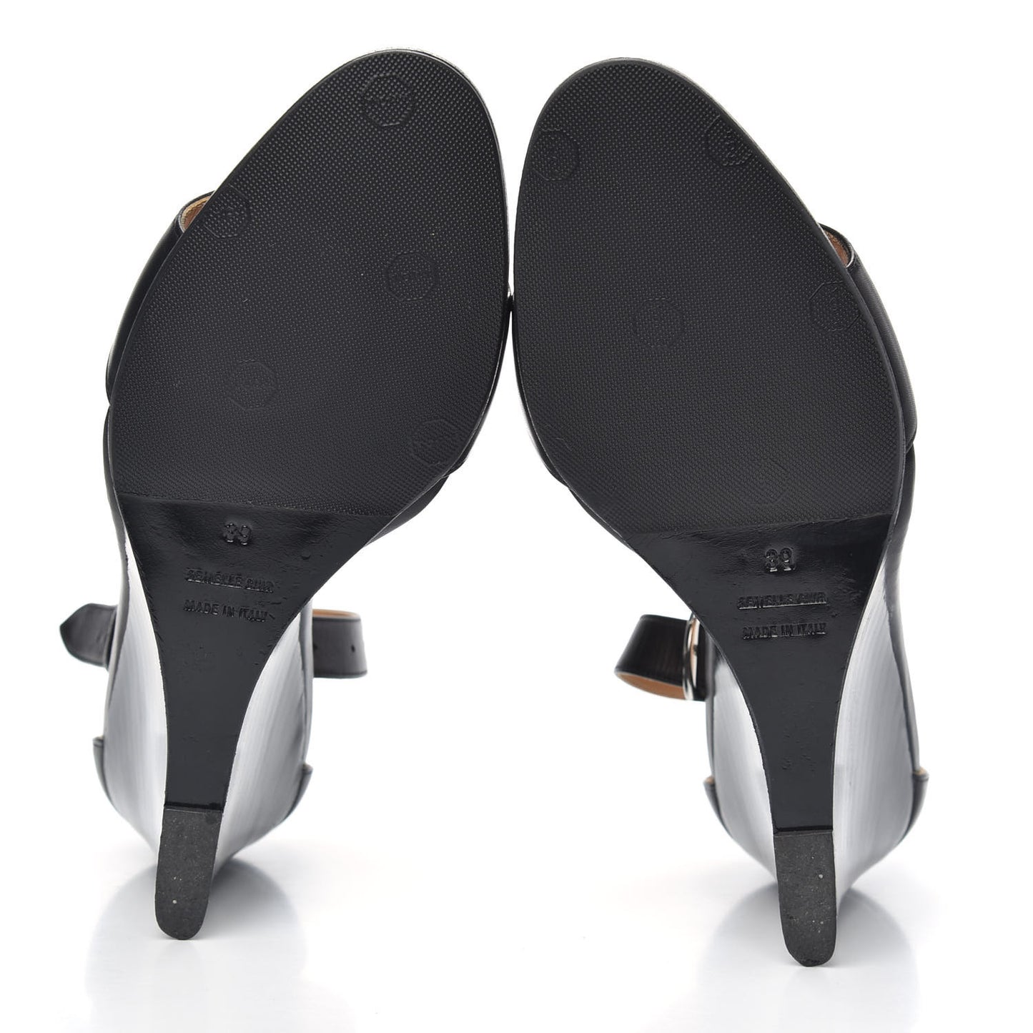Calfskin Perforated H Ankle Strap Wedge Sandals 39 Black
