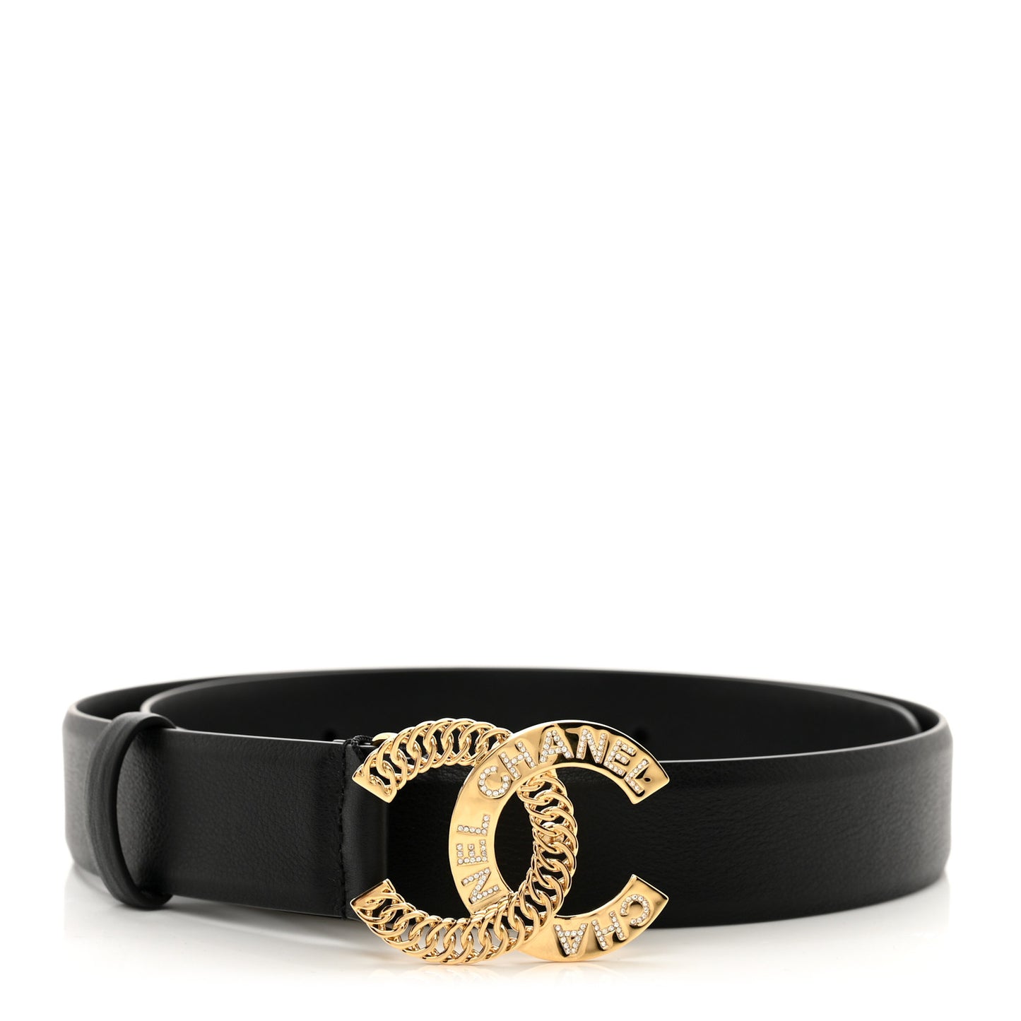 Calfskin Crystal CC Belt 75 30 Black