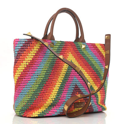 Valentino Garavani Raffia Calfskin Rockstud Summer Tote Multicolor 3 of 10