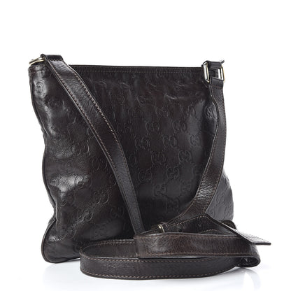 Gucci Guccissima Small Flat Messenger Bag Dark Brown 3 of 12