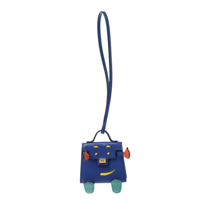 Hermes Tadelakt Chevre Mysore Kelly Quelle Idole Bag Charm Bleu Electrique Feu Jaune De Naples Vert Verone 1 of 5