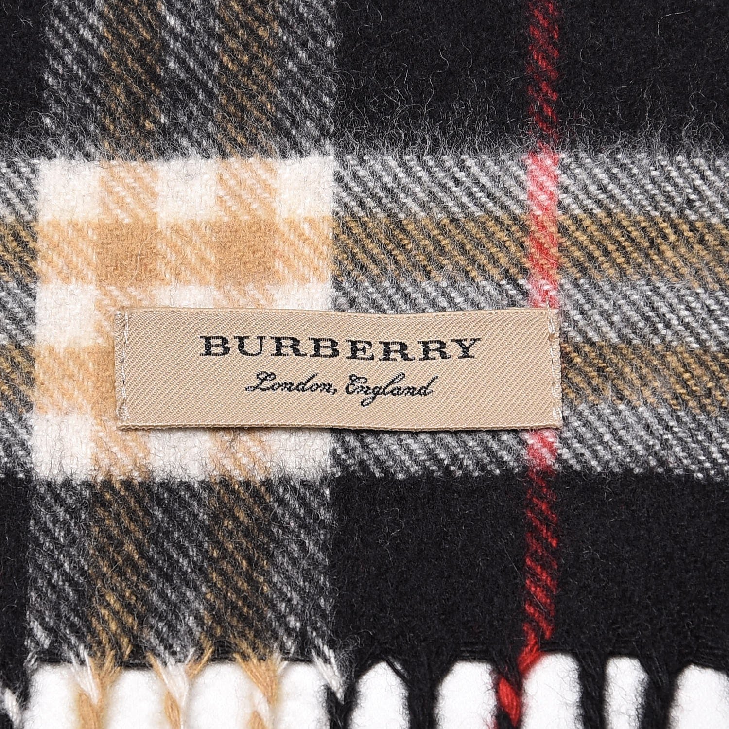 Burberry Cashmere Vintage Check Icon Stripe Scarf Black 3 of 5