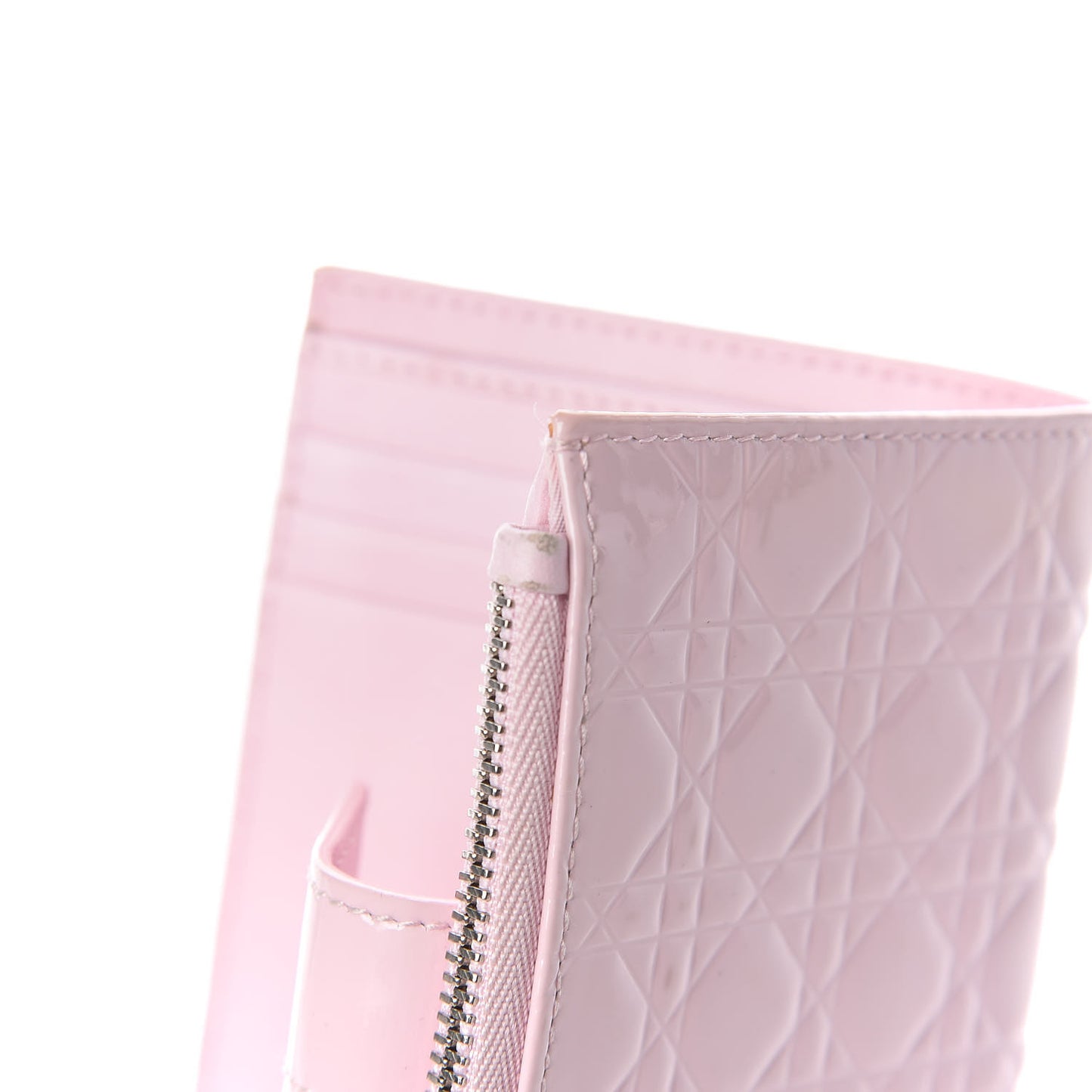 Patent Cannage Lady Dior Wallet Rose