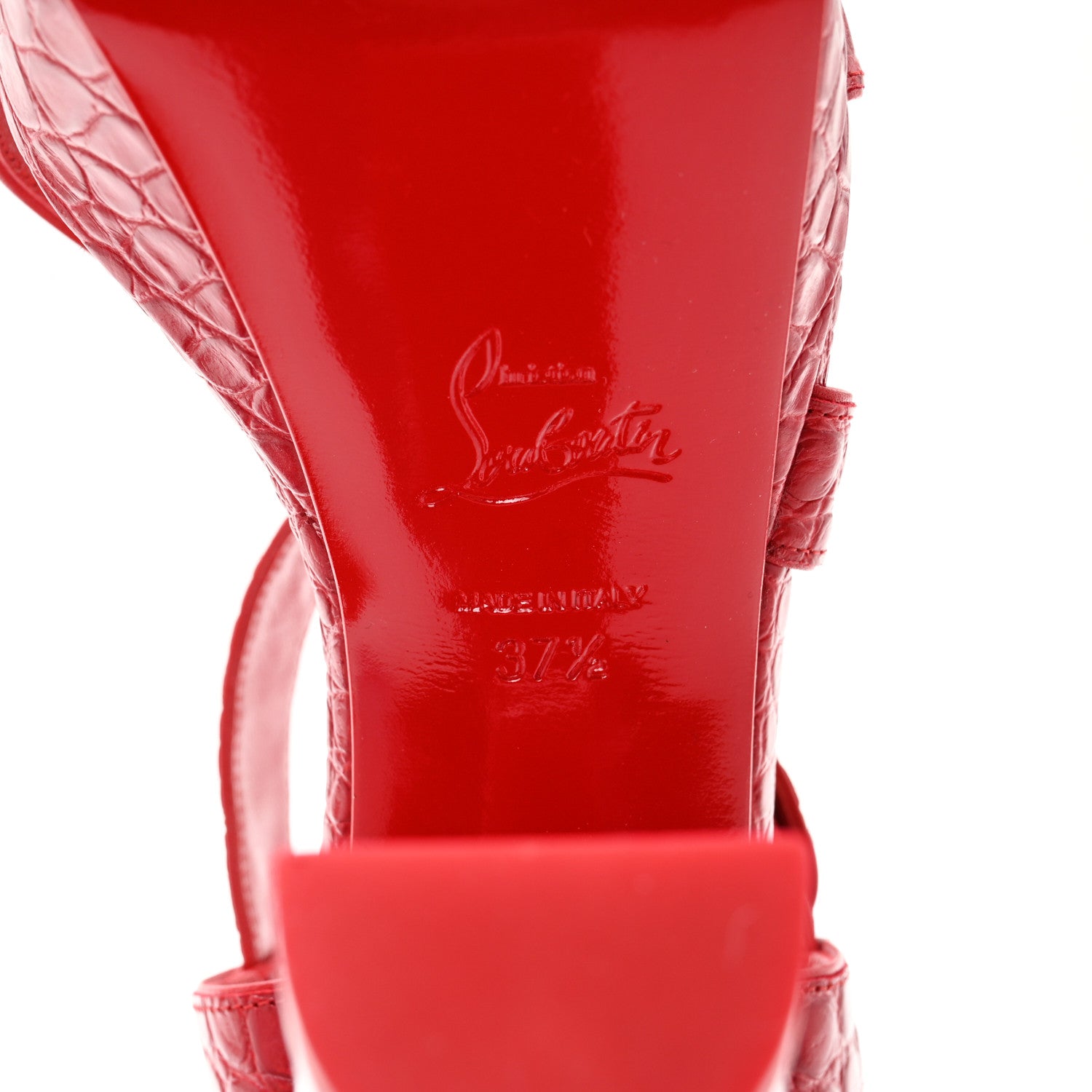 Christian Louboutin Calfskin Alligator Embossed Selima 130 Sandals 37.5 Red 6 of 9