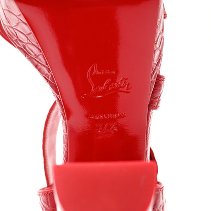 Christian Louboutin Calfskin Alligator Embossed Selima 130 Sandals 37.5 Red 6 of 9