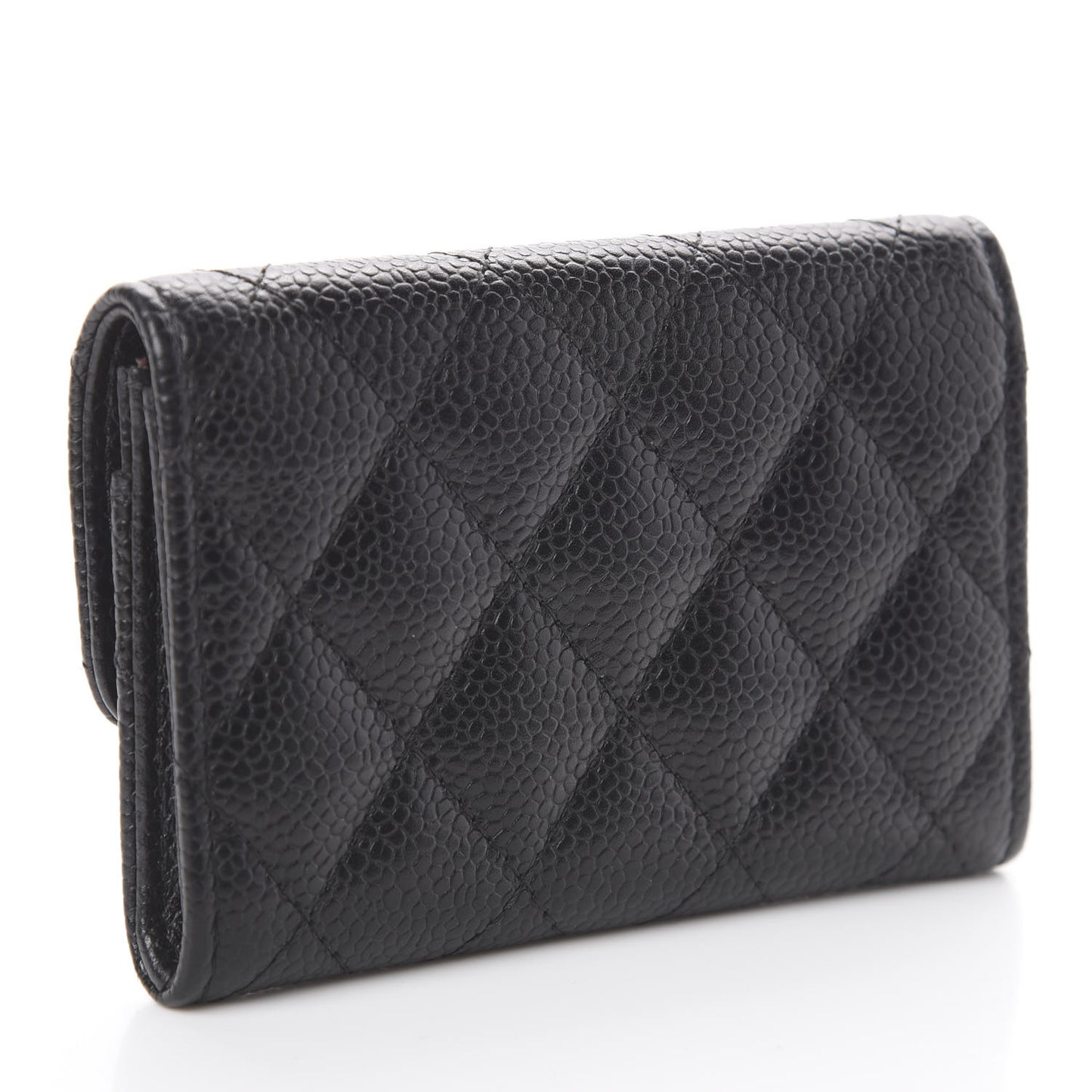 Caviar Quilted Flap Card Holder Black