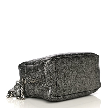 Saint Laurent Metallic Grain De Poudre Y Quilted Monogram Small Loulou Bowling Bag Gun Metal 3 of 16