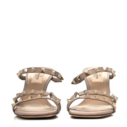 Valentino Garavani Calfskin Rockstud Wedge Slide Sandals 37 Poudre 2 of 9