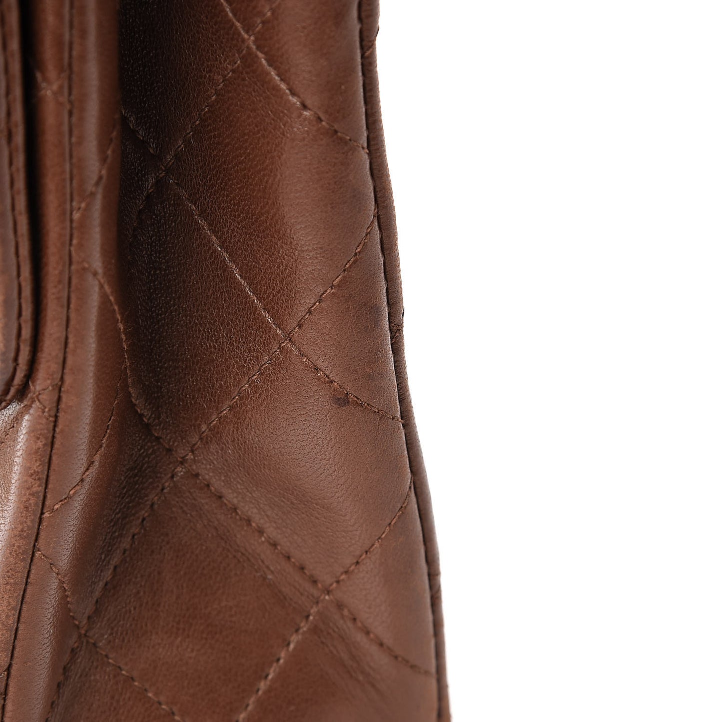 Lambskin Quilted Mini Square Flap Brown