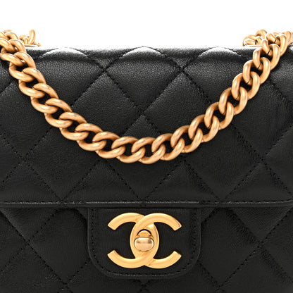 Chanel Shiny Goatskin Quilted Mini Chain Strap Flap Black 14 of 21