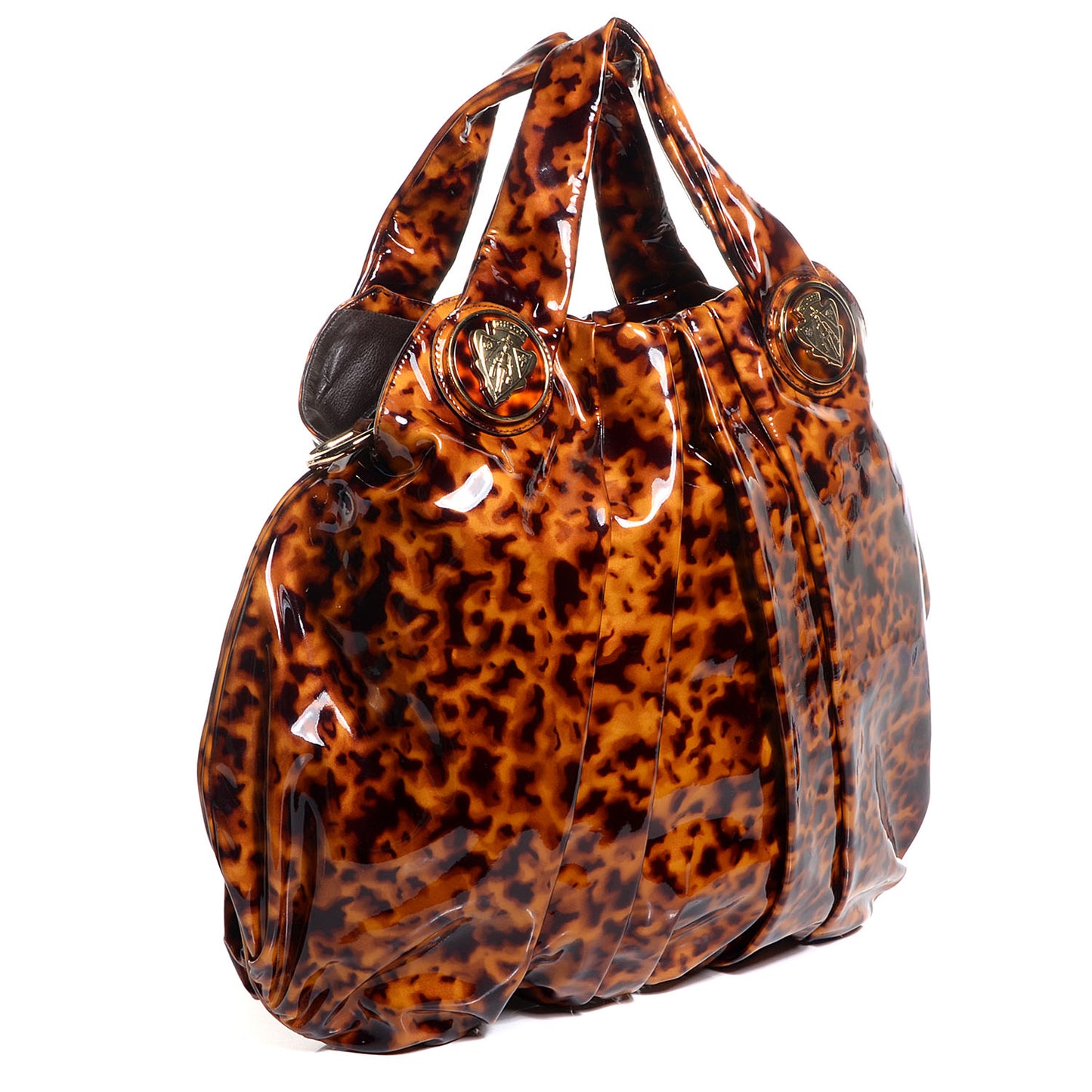 Patent Tortoise Shell Medium Hysteria Top Handle Bag