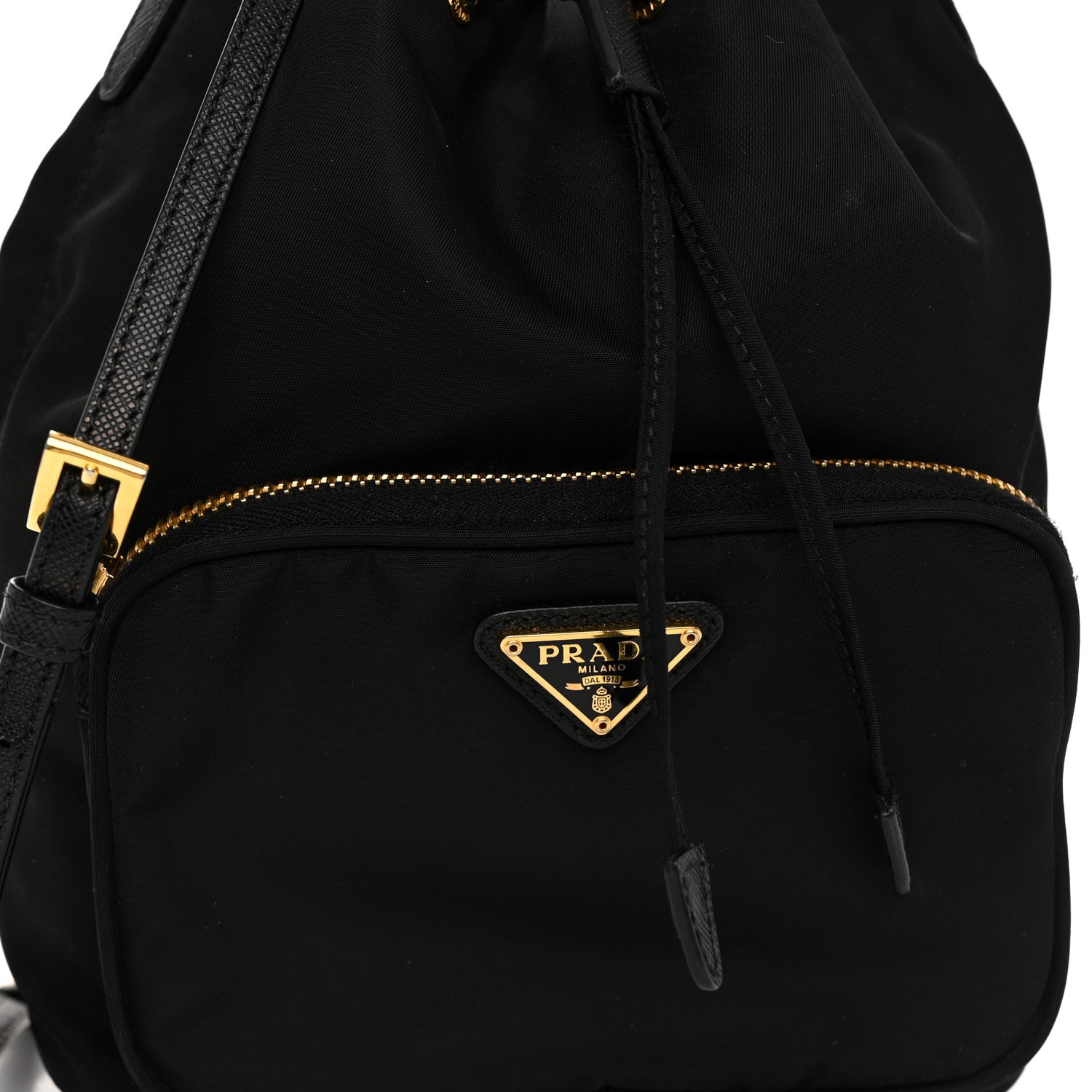 Prada Saffiano Tessuto Nylon Mini Bucket Crossbody Bag Black 7 of 11