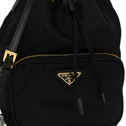 Prada Saffiano Tessuto Nylon Mini Bucket Crossbody Bag Black 7 of 11