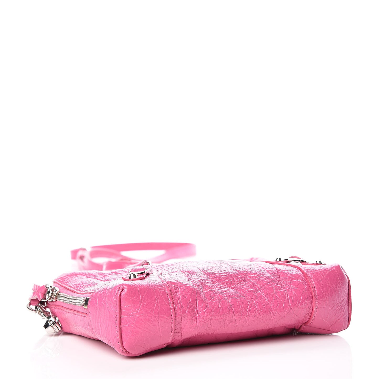 Agneau Arena Classic Silver Hardware XS Reporter Crossbody Rose Flamingo