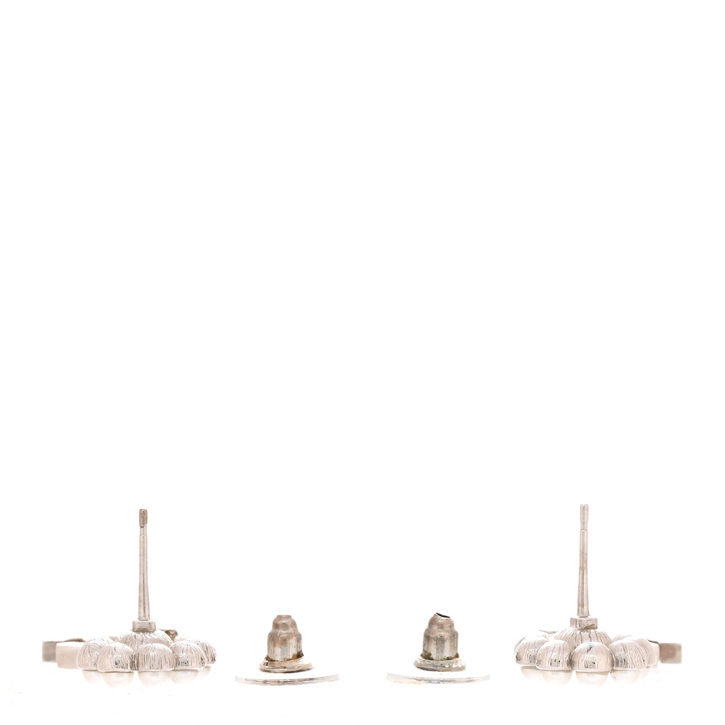 Crystal Pearl Coco Mark CC Drop Earrings Silver
