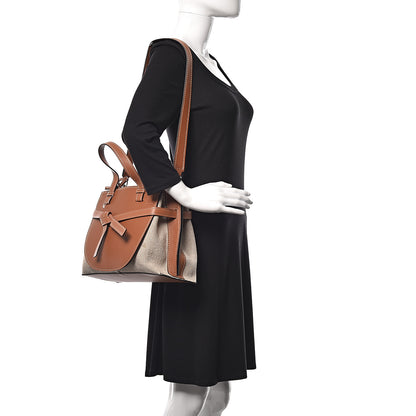 Loewe Calfskin Canvas Gate Tote Natural Tan 2 of 8