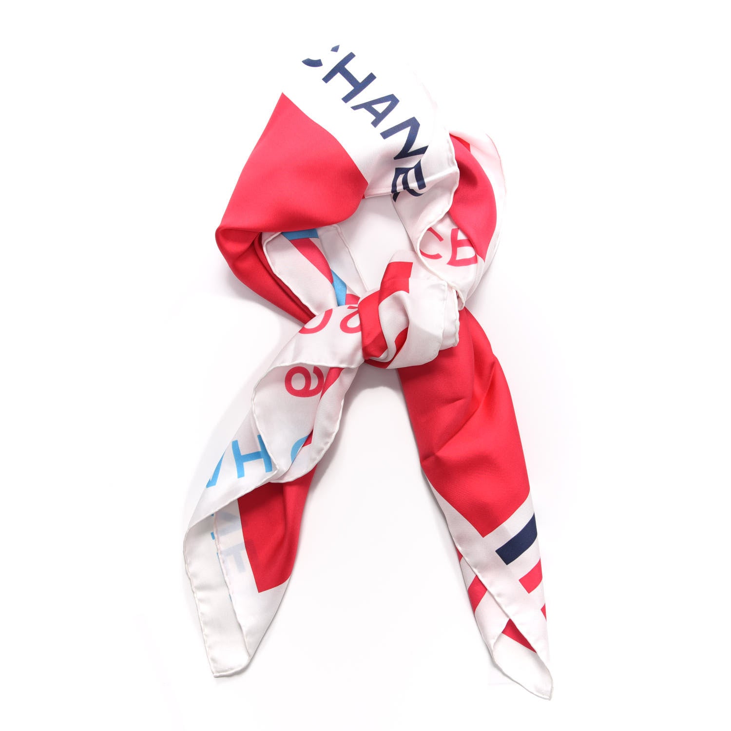 Chanel Silk Cruise Print CC Square Scarf Blue Red White 1 of 4