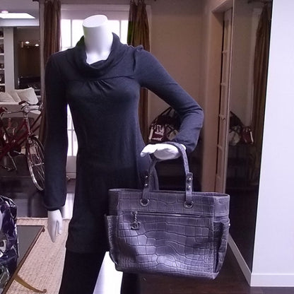 Chanel Crocodile Shopping Tote Gray 2 of 15