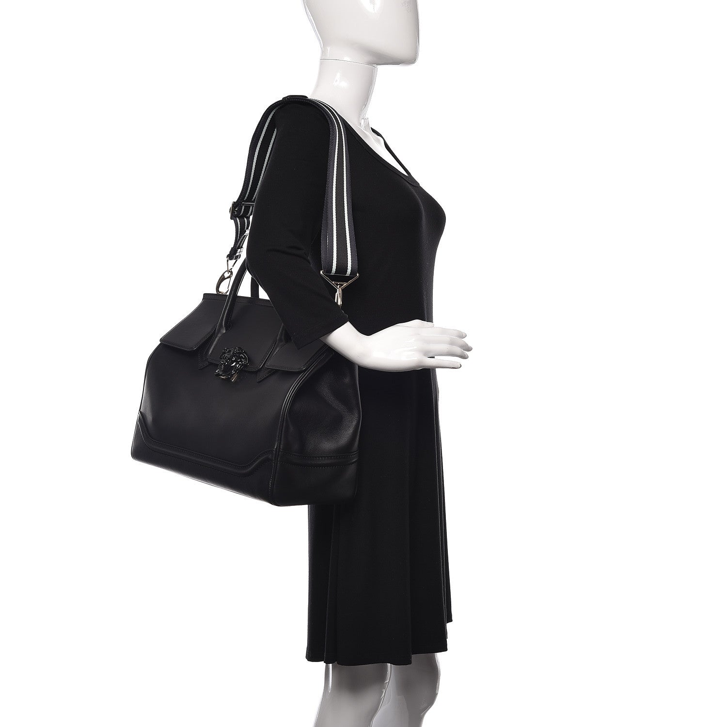 Versace Calfskin Large Palazzo Empire Bag Black 2 of 13