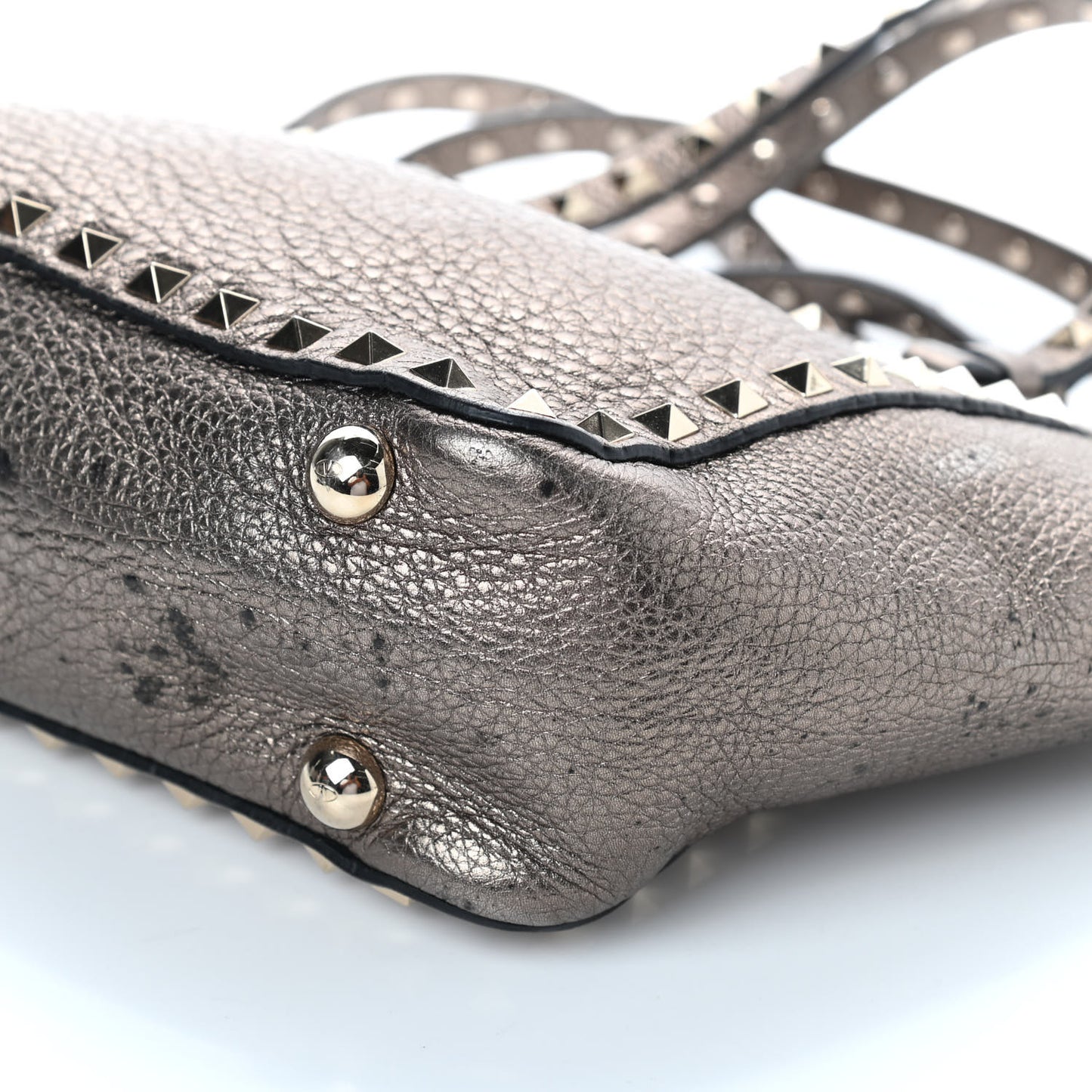 Metallic Alce Printed Calfskin Mini Rockstud Tote Sasso