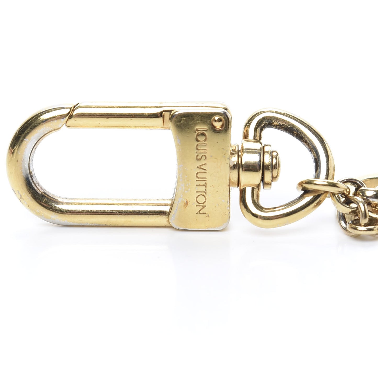 Brass Enamel Fleur De Monogram Bag Charm Chain Gold